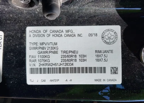 2018 Honda Cr-V Ex из США, поврежденный, VIN 2HKRW2H51JH128334